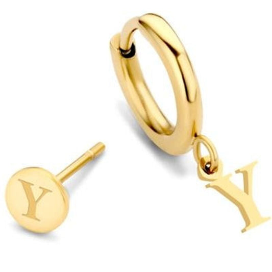 Gouden CO88 Collection oorbellen met elegante afwerking en een stijlvolle letter Y.
