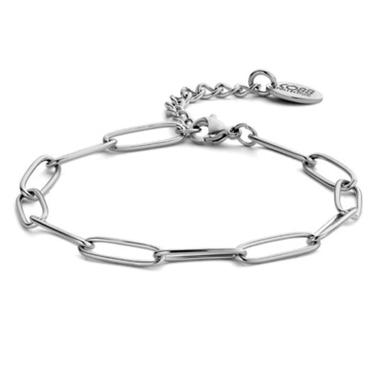 Zilverkleurige CO88 Collection armband met elegant schakeldesign en verstelbare sluiting.