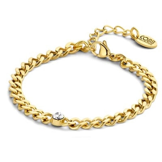 Gouden CO88 Collection armband met elegante schakels en een sprankelende steen.