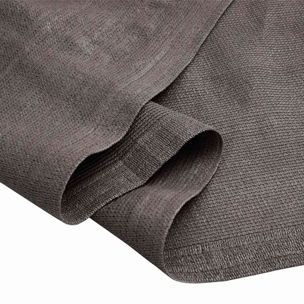 Detail van de antracietkleurige randen van het vidaXL tenttapijt, ademend materiaal.