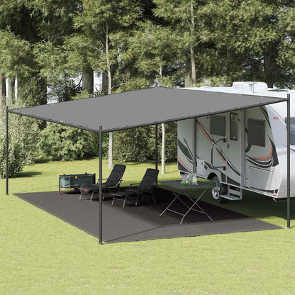Tenttapijt vidaXL 400x700 cm antracietkleurig onder een caravanluifel in een groene omgeving.