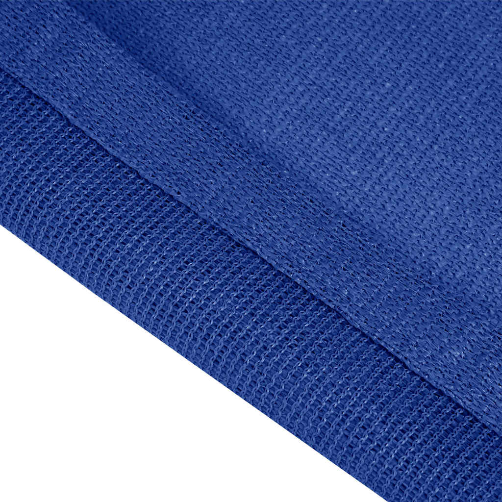 Detail van het ademende blauwe vidaXL tenttapijt met een stevige randafwerking.