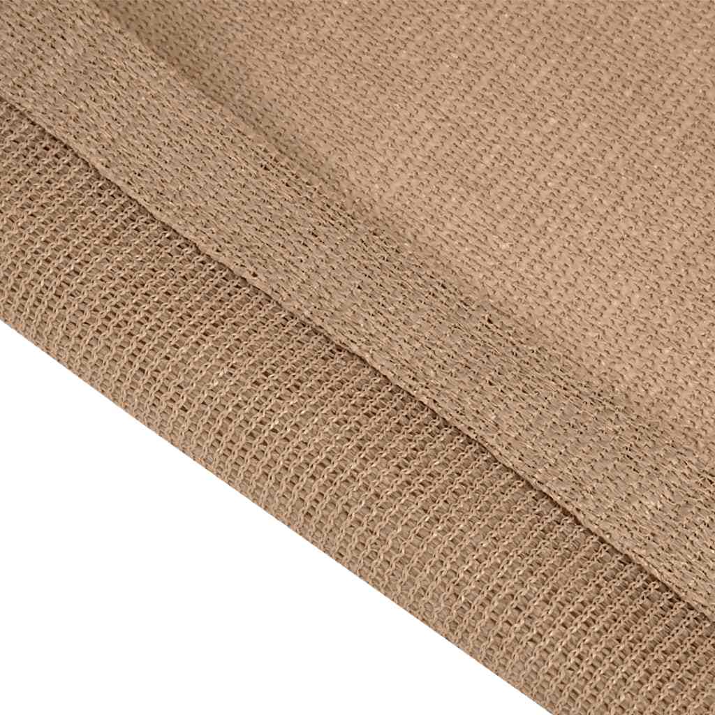 Detail van de taupe tenttapijt rand van vidaXL, met ademend materiaal.