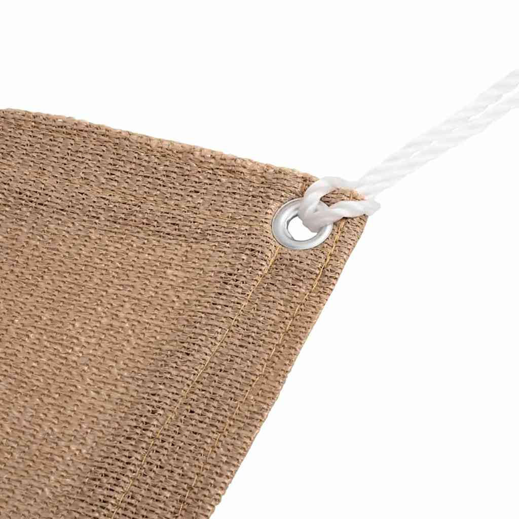 Detail van het taupe vidaXL tenttapijt met geïntegreerd oog voor bevestiging.