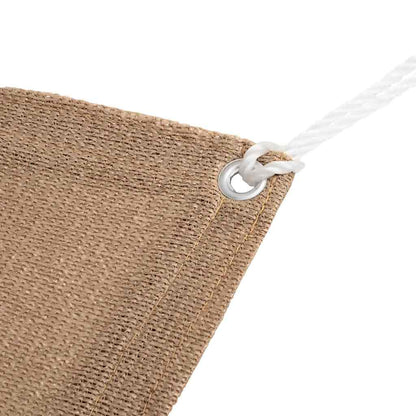 Detail van het taupe vidaXL tenttapijt met geïntegreerd oog voor bevestiging.