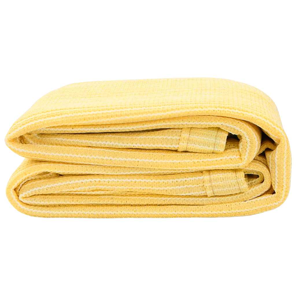 Detail van het beige vidaXL tenttapijt, opgerold met zichtbare textuur en randen.