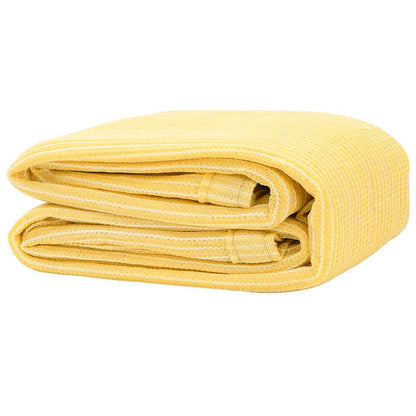 Beige vidaXL tenttapijt in een opgevouwen positie, met zichtbare textuur en stiksels.