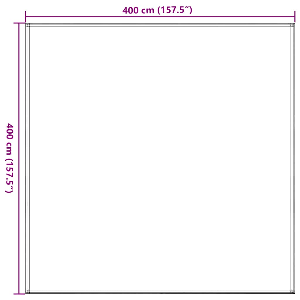 Detailweergave van het vidaXL tenttapijt 400x400 cm beige met afmetingen.
