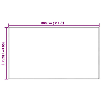 Zijaanzicht van het vidaXL tenttapijt 400x800 cm met afmetingen en vorm.