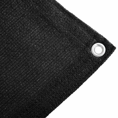 Detail van het zwarte vidaXL tenttapijt met geïntegreerd oog voor eenvoudige bevestiging.