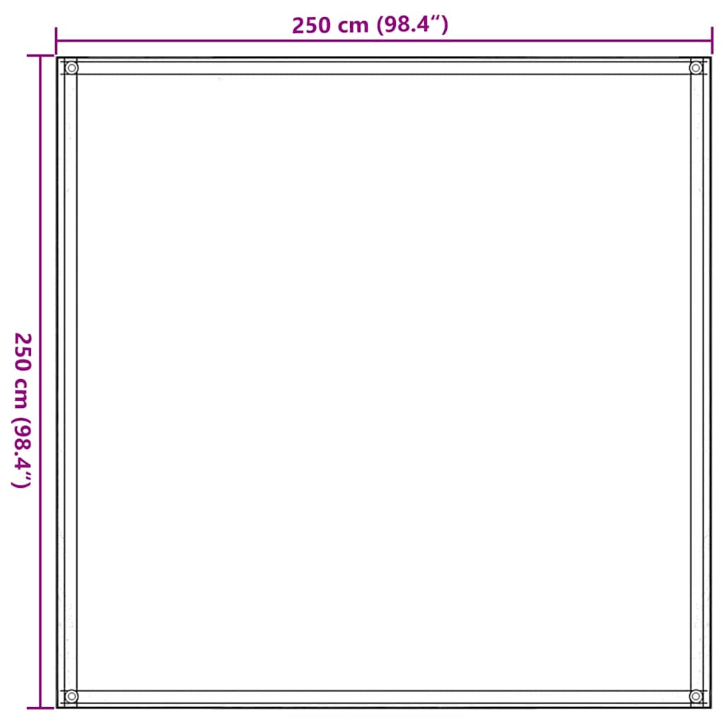 Detailweergave van het vidaXL tenttapijt 250x250 cm met geïntegreerde ogen voor bevestiging.