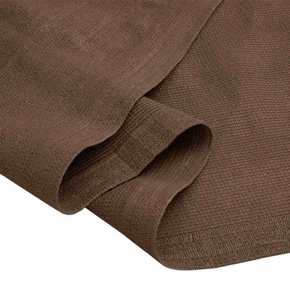 Detail van het bruin vidaXL tenttapijt met ademend polyethyleen en afgewerkte randen.