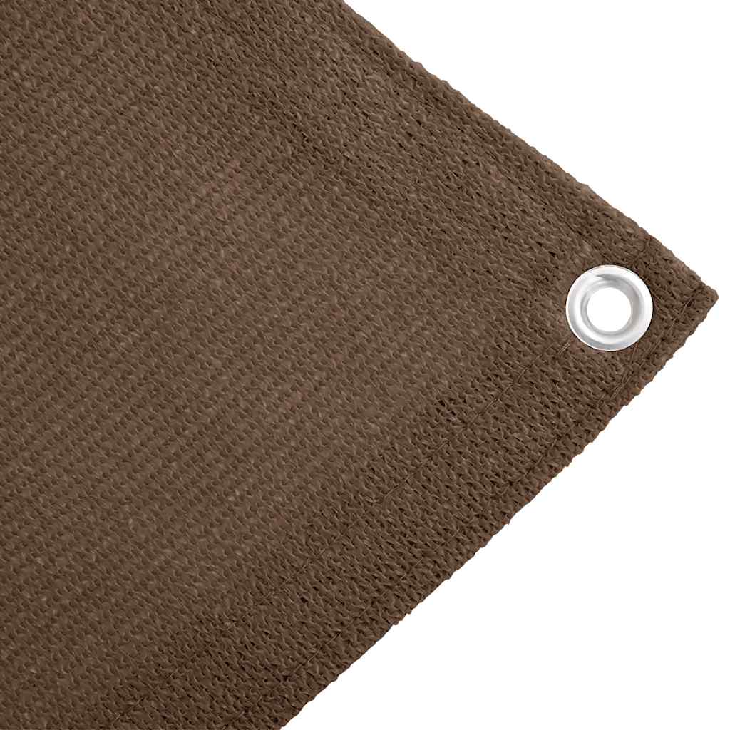 Detail van het vidaXL tenttapijt in bruin, met oogjes voor bevestiging.