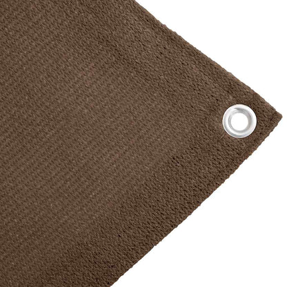 Detail van het vidaXL tenttapijt in bruin, met oogjes voor bevestiging.