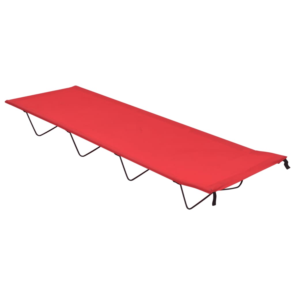 Rood vidaXL campingbed van 180x60 cm, stevig en opvouwbaar ontwerp.