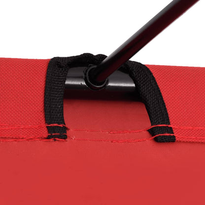 Detail van het stevige bevestigingspunt van het vidaXL campingbed in rood.