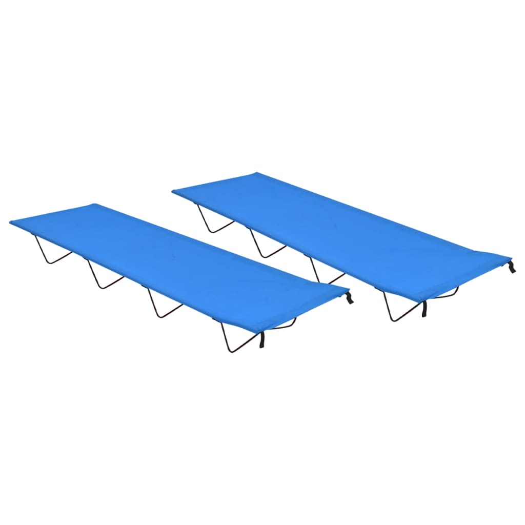 Blauwe vidaXL campingbedden set van twee, gemaakt van duurzame oxford stof.