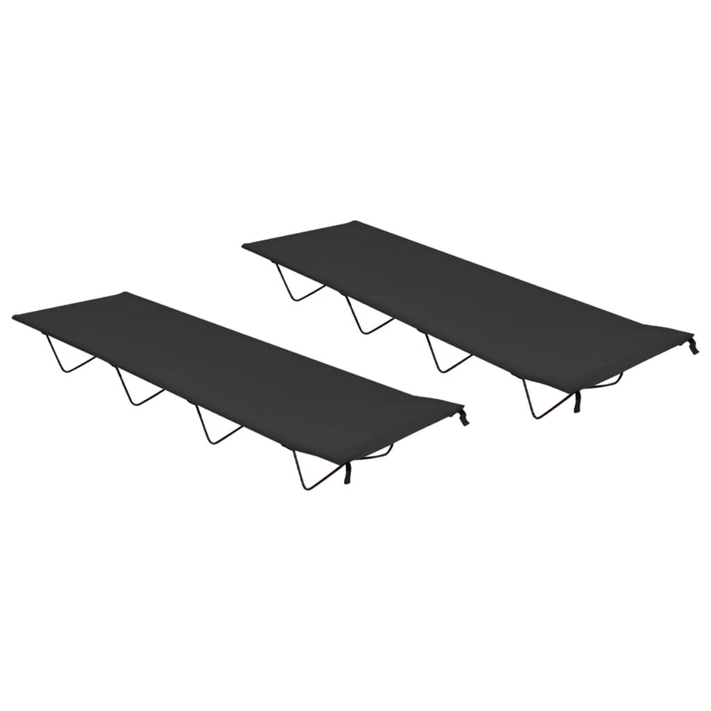 Zwart vidaXL campingbed set van 2, lichtgewicht en stevig ontwerp.