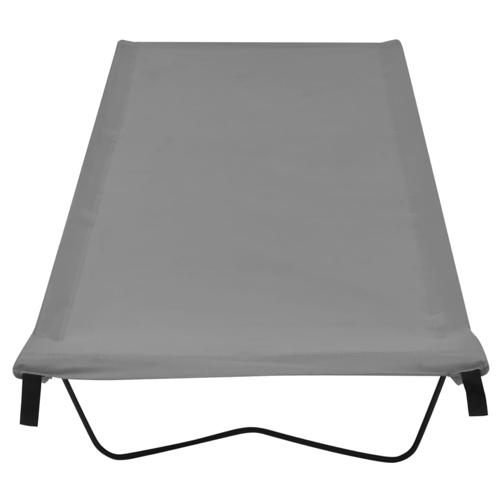 Zijaanzicht van het vidaXL campingbed, grijs met een stevig stalen frame.