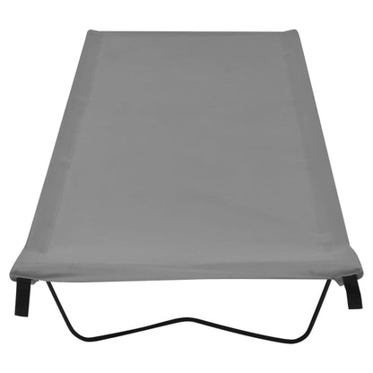 Zijaanzicht van het vidaXL campingbed, grijs met een stevig stalen frame.