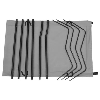 Detail van het stalen frame en de opvouwbare structuur van vidaXL campingbedden.