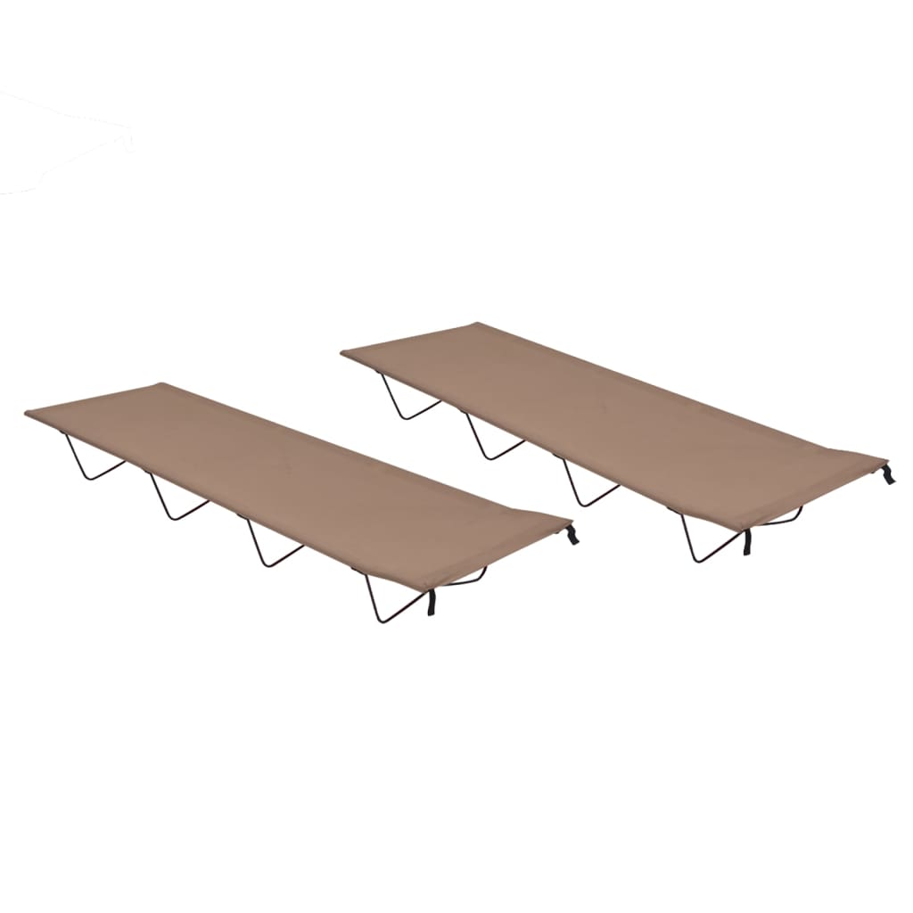 Taupe vidaXL campingbedden set van 2, stevig en comfortabel ontwerp.