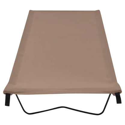 Detail van het taupe vidaXL campingbed met een stevige stalen constructie.