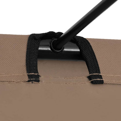 Detail van het bevestigingsmechanisme van het vidaXL campingbed in taupe.