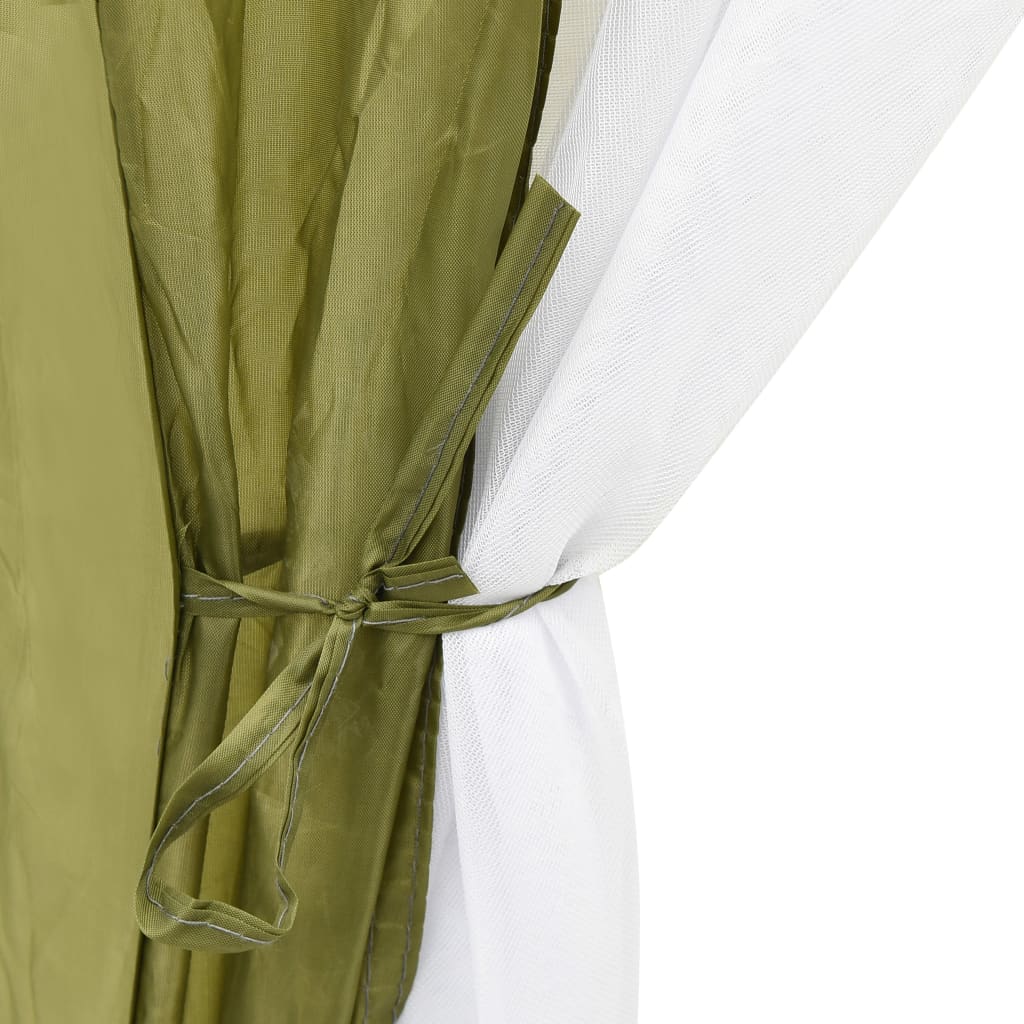 Detail van de groene vidaXL zwembadtent met mesh zijwanden en striksluiting.