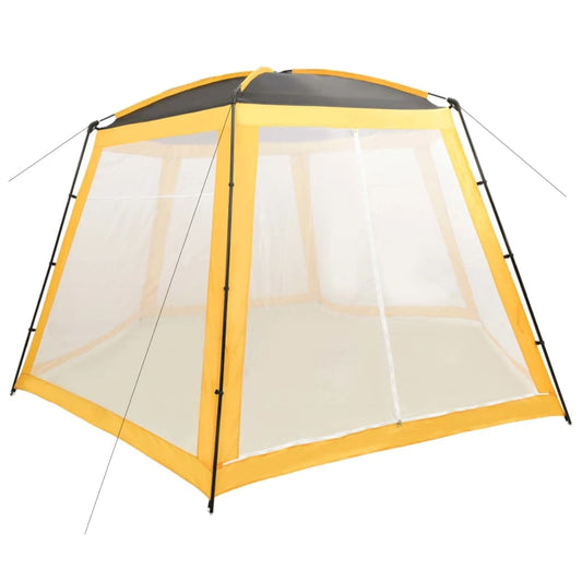 VidaXL zwembadtent in geel met mesh zijwanden voor optimale ventilatie en schaduw.
