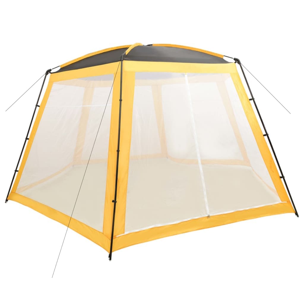 Geel vidaXL zwembadtent met uv-bestendig polyester, zijaanzicht.