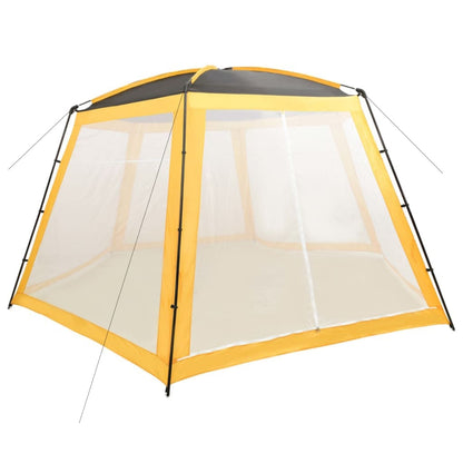 Geel vidaXL zwembadtent met uv-bestendig polyester, zijaanzicht.