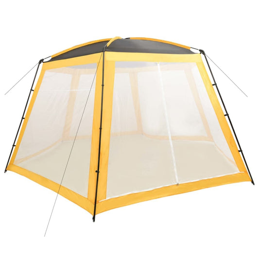 Geel vidaXL zwembadtent met uv-bestendig polyester, zijaanzicht.