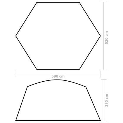 Technische tekening van de vidaXL zwembadtent met afmetingen van 590x520x250 cm.