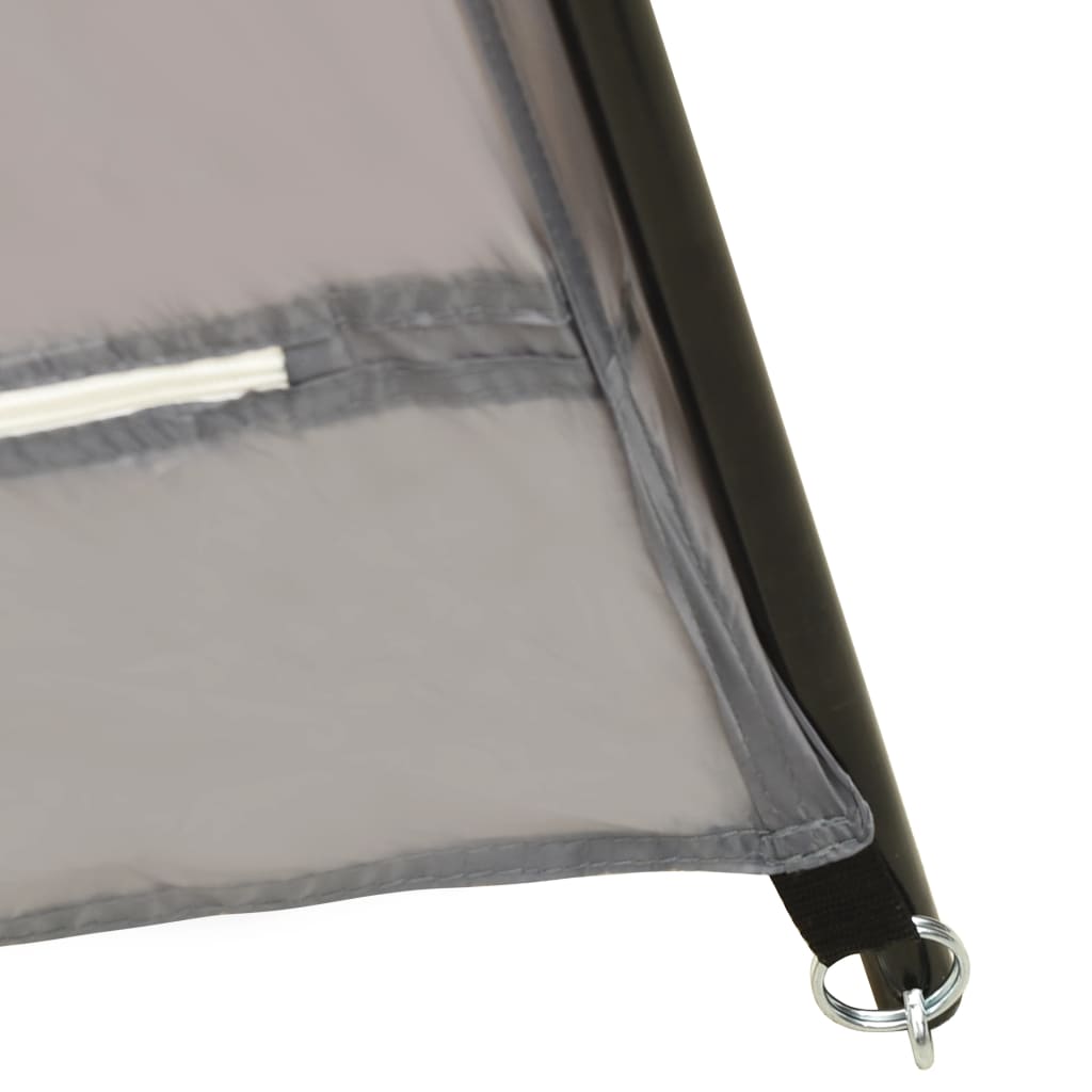 Detail van de grijze vidaXL zwembadtent met mesh zijwand en stalen frame.