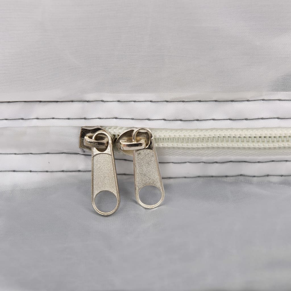Detail van de rits van de vidaXL binnentent in grijs polyester.