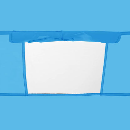 Detail van het raam van de vidaXL pop-up douchetent in blauw voor extra licht en ventilatie.