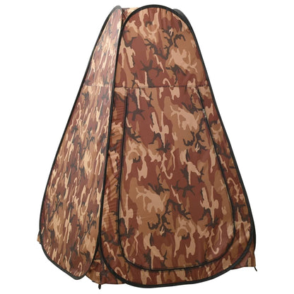 VidaXL pop-up douchetent in camouflage, biedt privacy en bescherming tegen regen en zonlicht.