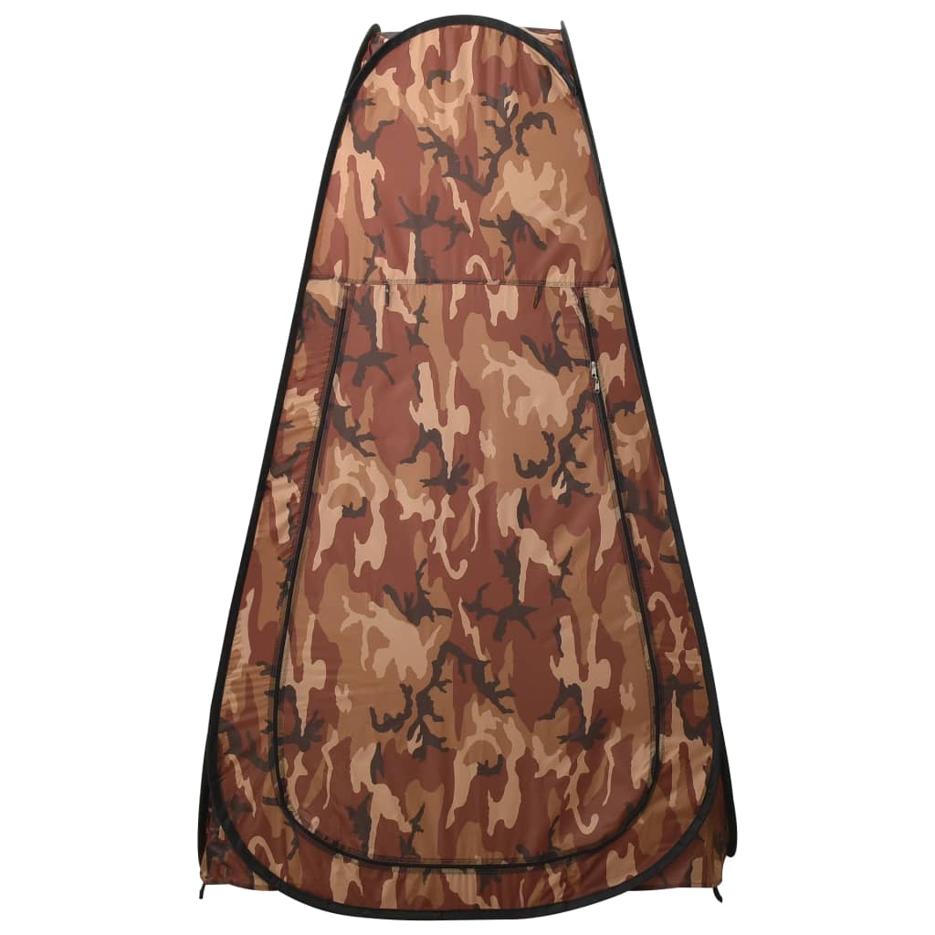 Detail van de vidaXL pop-up douchetent in camouflagekleur, zijaanzicht.