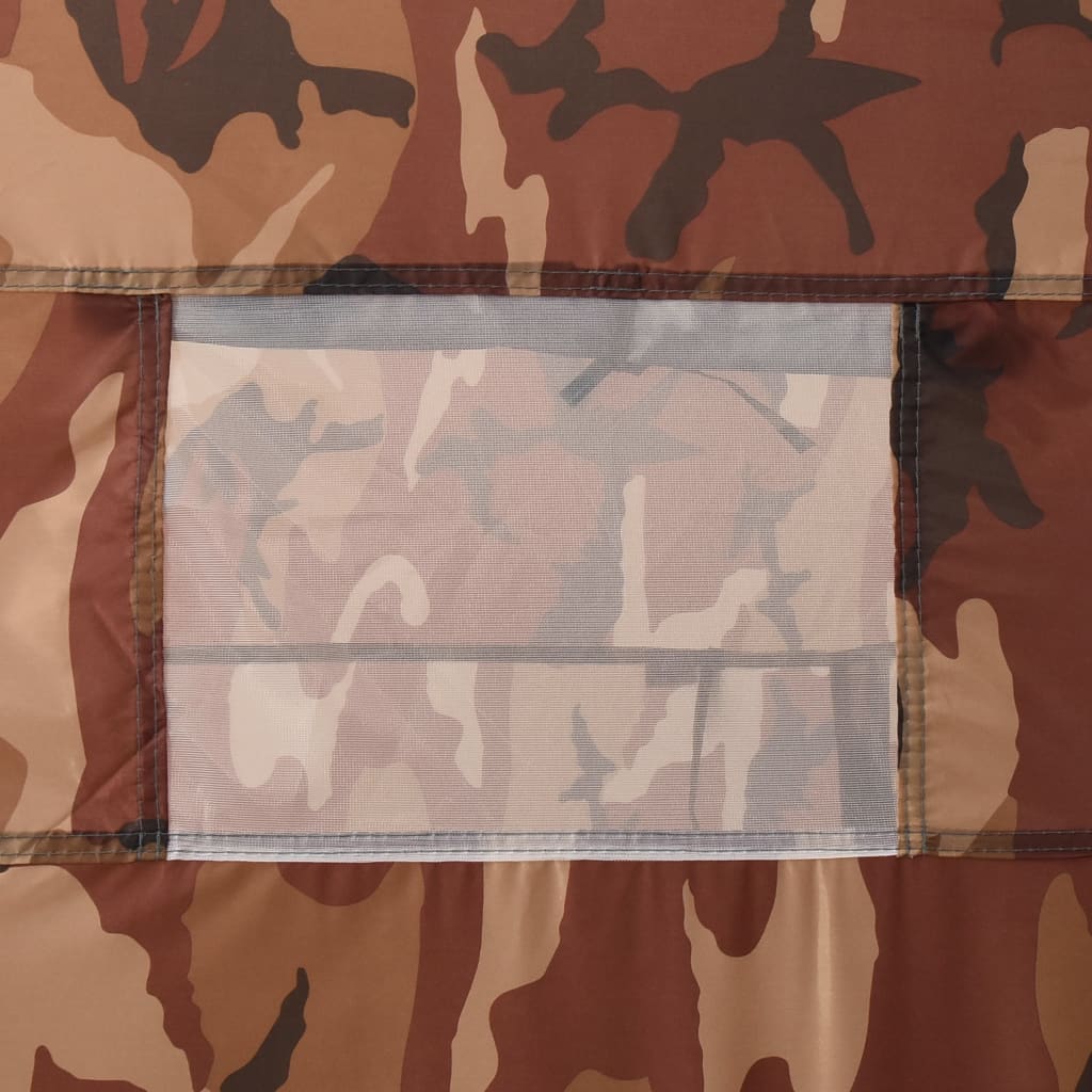 Detail van het camouflagedesign met een doorzichtige vensteropening van de vidaXL douchetent.