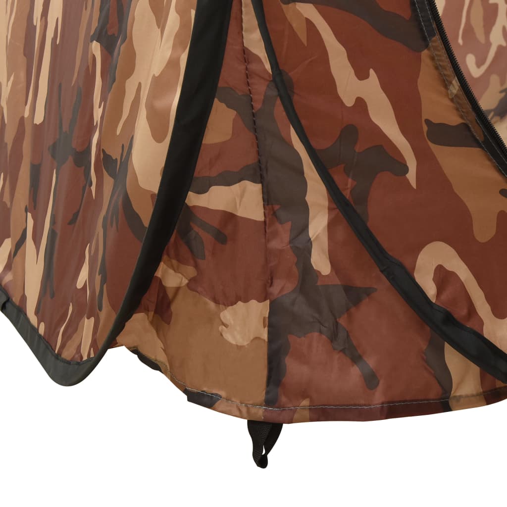 Detail van de camouflage stof van de vidaXL douchetent met ritsopening.