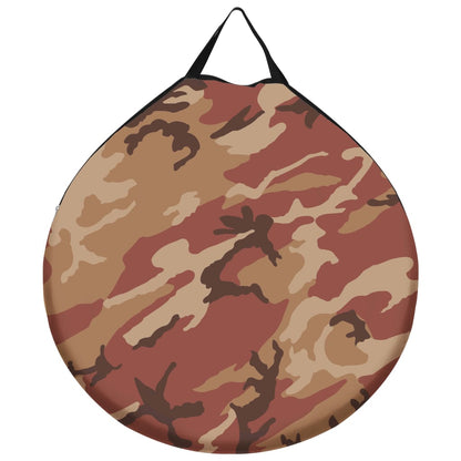 Detail van de vidaXL pop-up camouflage douchetent met een ronde opbergtas.
