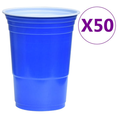 Blauwe plastic beker, set van 50, geschikt voor de vidaXL Bierpongtafel.