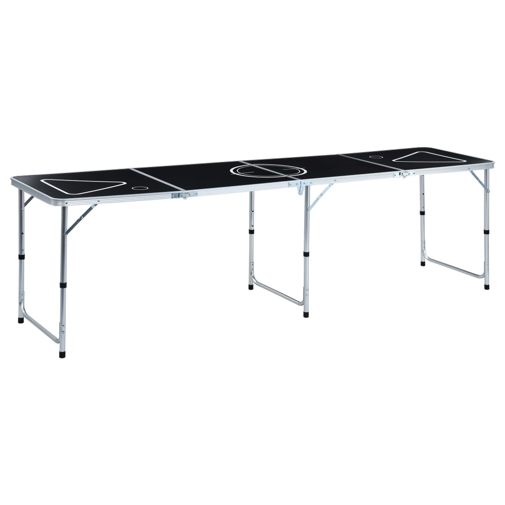 Zijaanzicht van de vidaXL inklapbare bierpongtafel met zwart speeloppervlak.