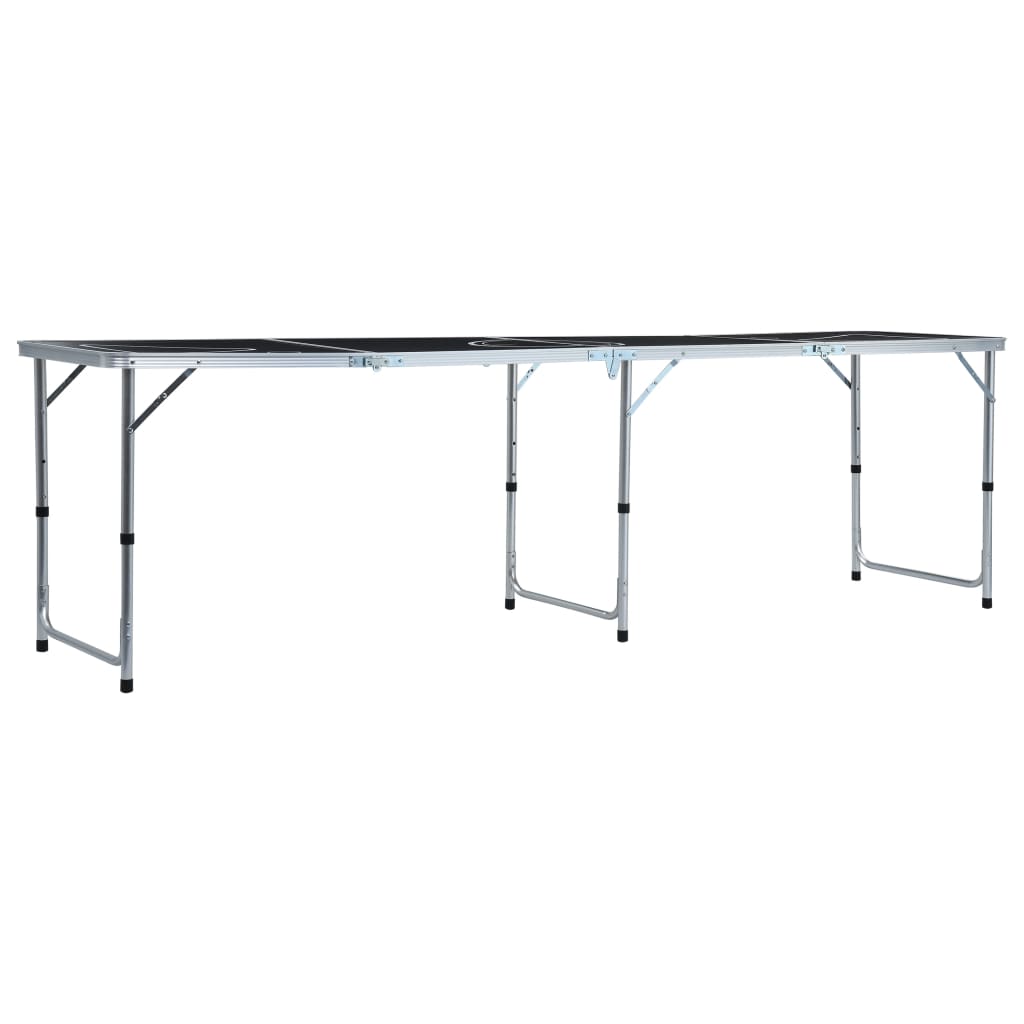 Zijaanzicht van de vidaXL inklapbare bierpongtafel met een zwart speeloppervlak.