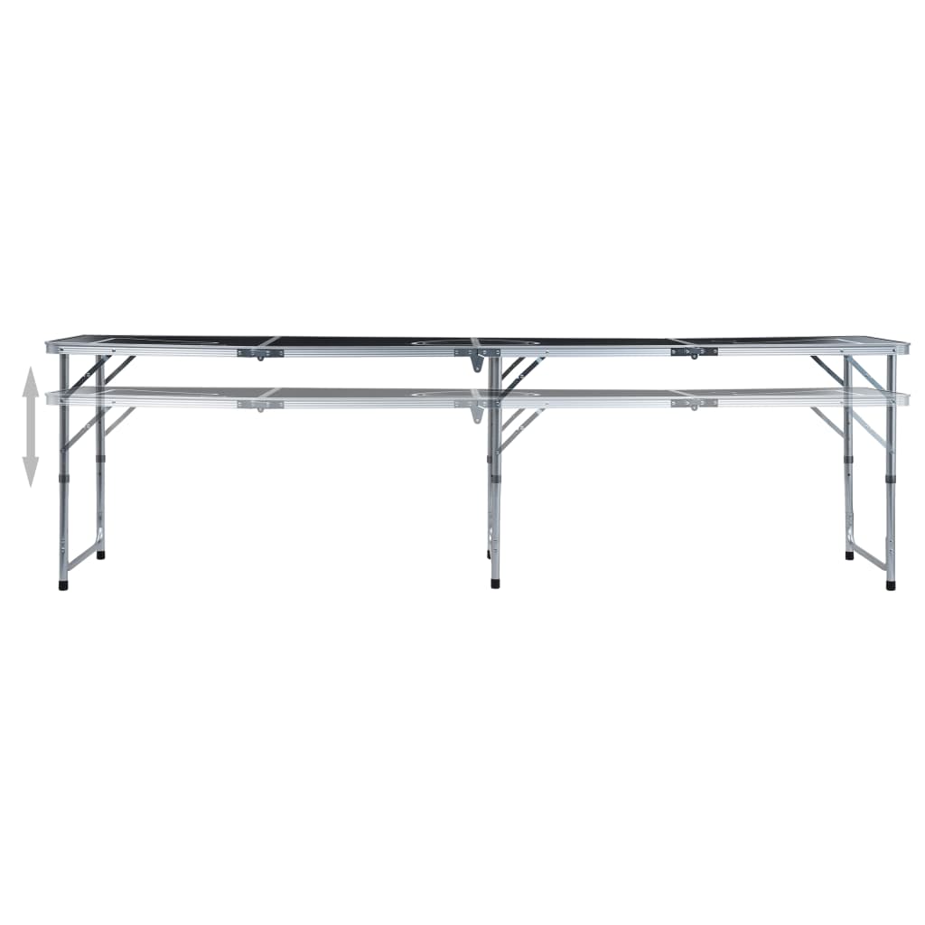 Zijaanzicht van de vidaXL inklapbare bierpongtafel met verstelbare hoogte.