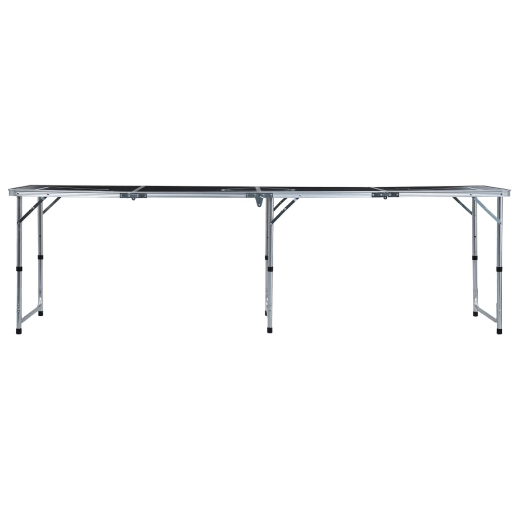 Zijaanzicht van de vidaXL inklapbare bierpongtafel met zwart speeloppervlak.