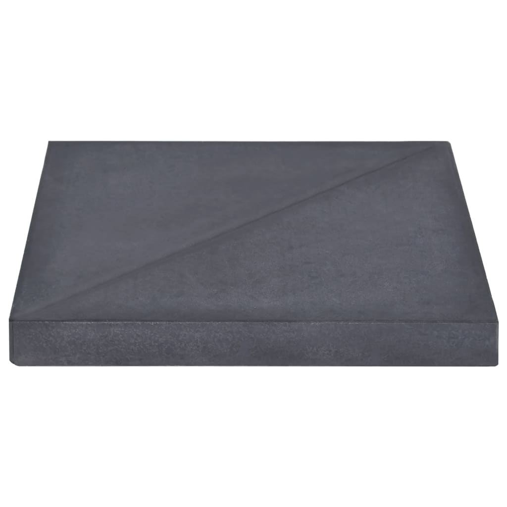 Detail van de zwarte granieten vidaXL parasolvoetplaat met vierkante vorm.