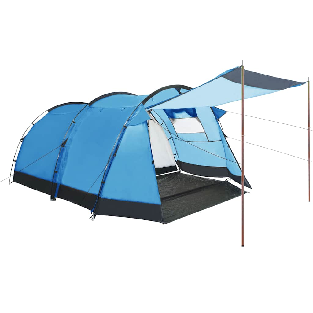 Detail van de vidaXL tent met opgezet luifel, ondersteund door telescopische stokken.