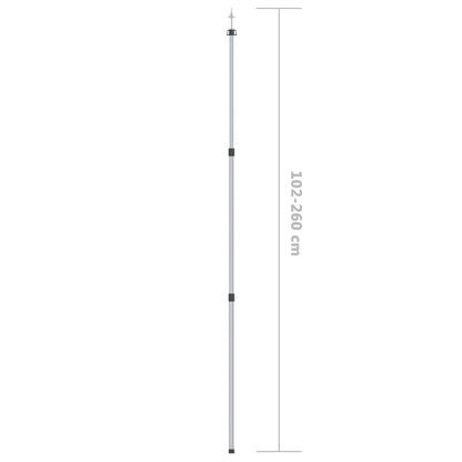 Telescopische vidaXL luifelstok van aluminium, verstelbaar van 102 tot 260 cm.